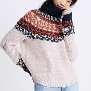 Madewell Brookdale Fair Isle Turtleneck Sweater S